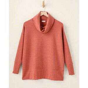Garnet Hill Womens Ginger Heather Cowl Neck Knit Tunic Top XS Oversized Tencel